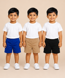 Pure Cotton Plain Shorts for Boys Kid with Elastic Age 3 Months to 4 Years (Pack of 3)