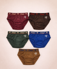 Fitto Men's Brief's Top Underwear 100% Pure Cotton | (Pack of 5)