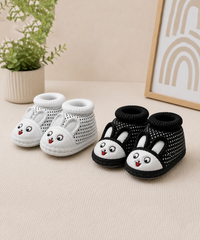 Baby Cartoon Printed Soft Sole Booties Shoes for Infants & Toddlers | Pack of 2 Pairs Set Combo