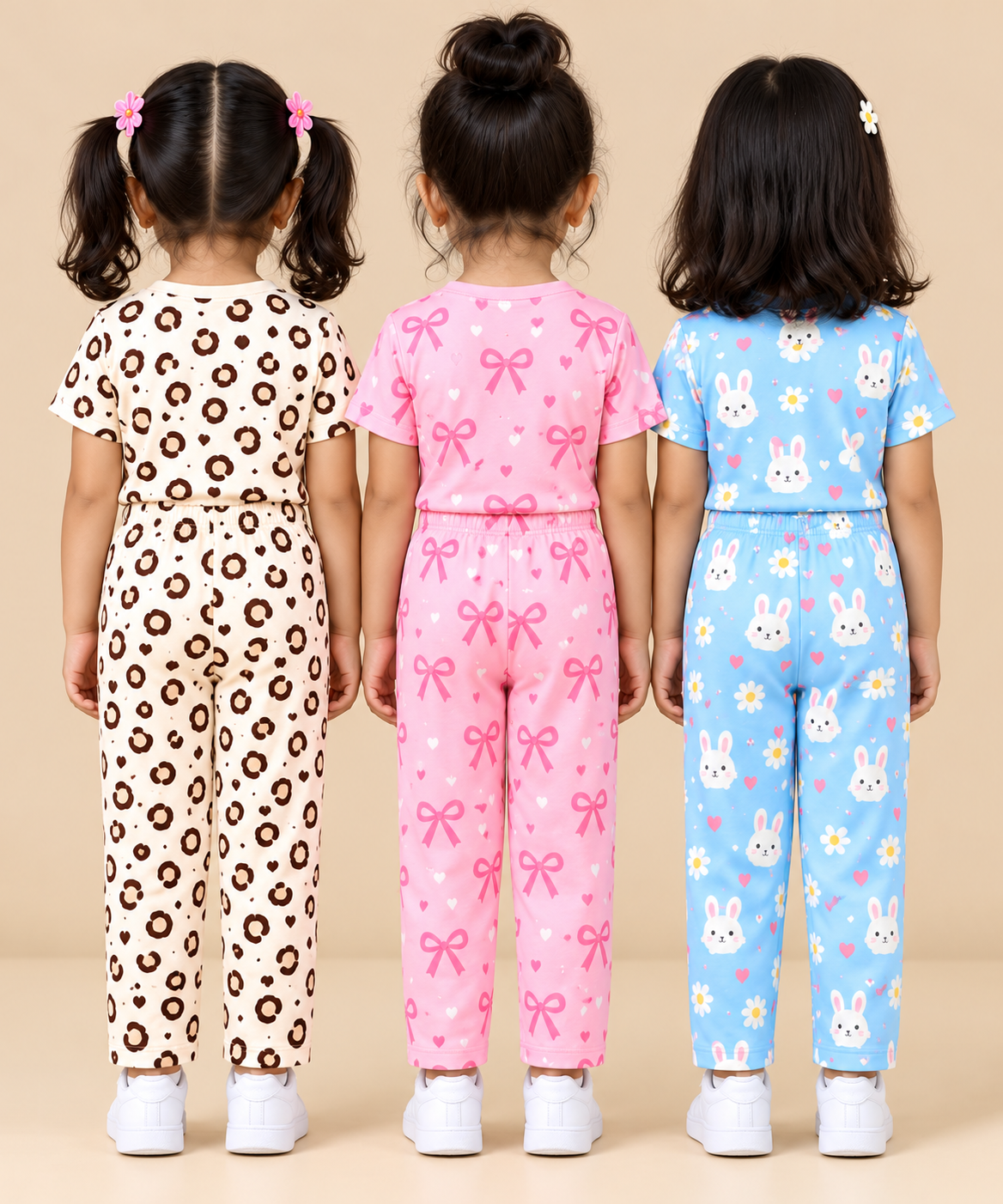 Girl Kids All Over Printed Tshirt and pant Co-ord Set | Age 6 Months to 4 Years (Pack of 3 Sets)