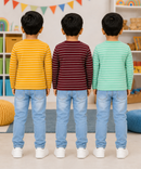 Kids Stripes Full Sleeve Cotton Tshirt | Age 0 to 3 Years (Pack of 3 Pieces)