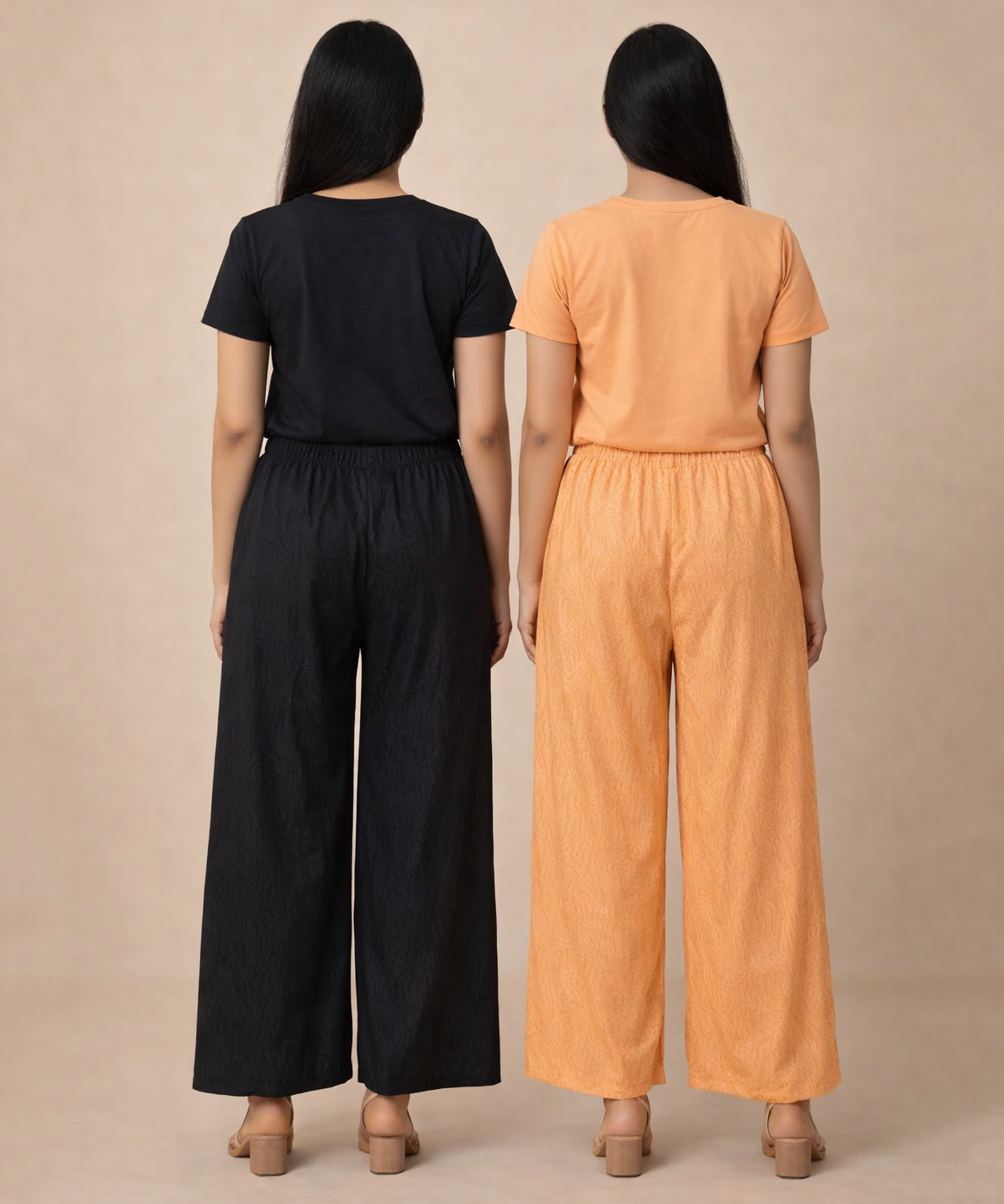 Crinkle Cotton Palazzo Pant | Casual Night wear for Women (Pack of 2)