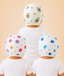 Baby Muslin Cotton Printed Bonnet Cap with Chin Tie – Soft & Comfortable Infant Headwear | 0–12 Months (Pack of 3)