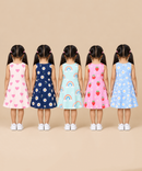 Girls 100% Cotton All Over Printed 2 To 5 Years Gown Dress/Frock Dress (Pack of 5)