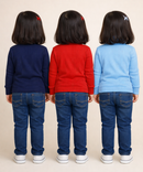 Kids Girls Full Sleeve Hi-Neck Plain Rib T-shirt | Age 0 to 5 Years | Pack of 3 Pieces