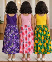 Rayon Floral Printed Skirt | Casual wear for Girl Kids Age 1 To 6 Years (Pack of 3)