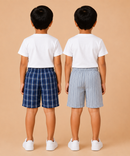Kids Boys Checkered & Printed Cotton Shorts | Age - 5 to 10 Years | Soft Elastic Waist Casual Shorts | Combo Pack of 2 Pieces
