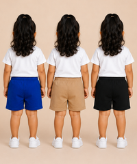 Pure Cotton Plain Shorts for Girls Kid with Elastic Age 3 Months to 4 Years (Pack of 3)