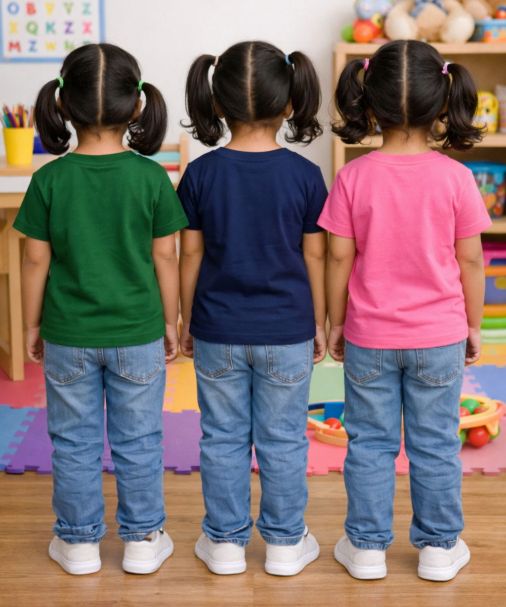 Kids Cotton Girls Tshirt Plain Multi Color | Age 0 to 6 Years (Pack of 3 Pieces)