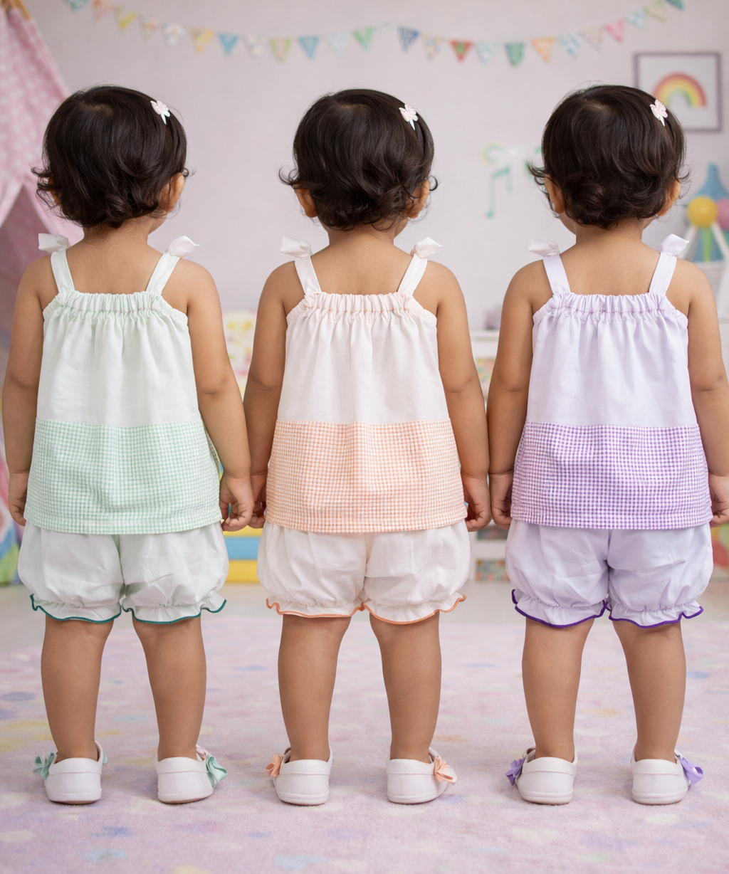 Boy & Girl Baby Printed Top Knot Dress | Top and Shorts Set | 100% Pure Cotton (Pack of 3 Sets Combo)