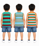 Cotton Stripes Kids Sleeveless Tshirt (Pack of 3)