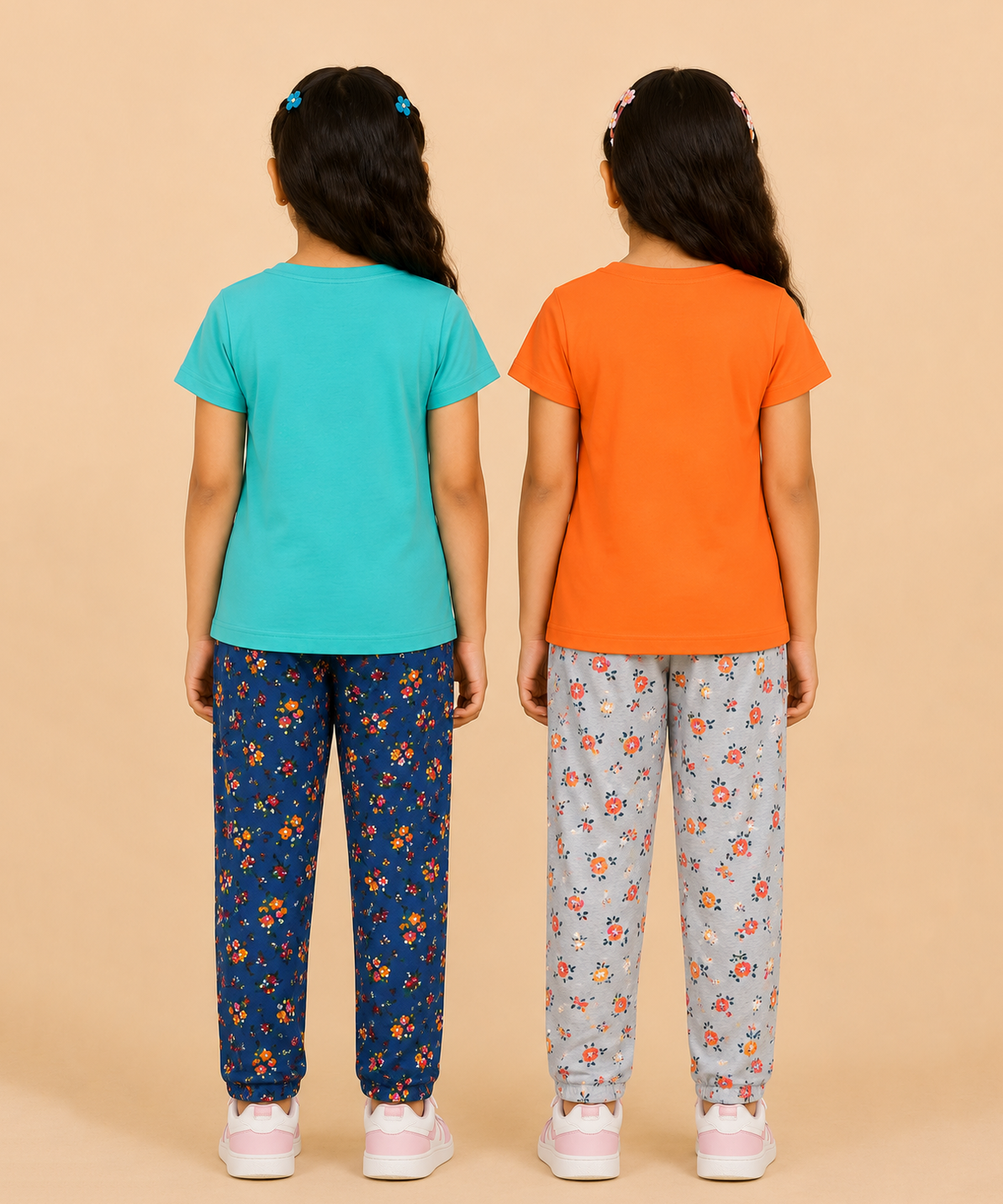 Girls Printed Cotton Night Suit Combo | Graphic Printed T-Shirts & Floral Night Pant | Age-2 to 6 Years | Pack Of 2 Sets