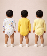 Boy & Girl Baby Long Sleeve Bodysuit | 100% Pure Cotton | Age 0-12 Months (Pack of 3 Combo)