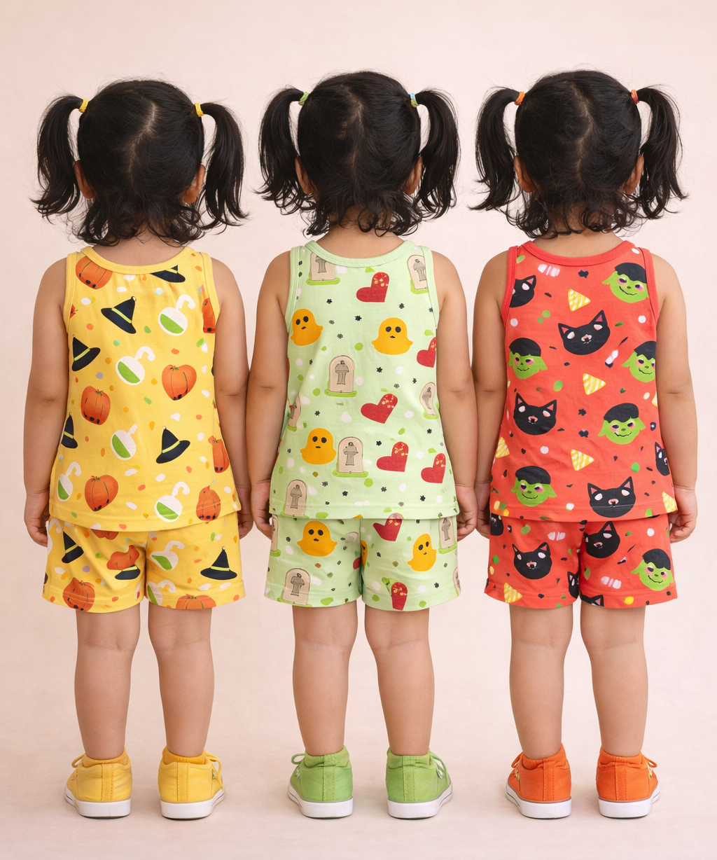 Girls Cotton Cartoon Printed Kids Sleeveless Set Combo | Age 0 to 3 Years | Sleeveless T-shirt & Shorts Co-ord Set (Pack of 3 Sets)