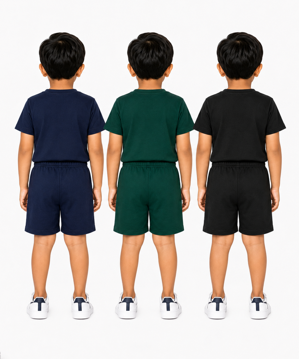 Kids Typography Print T-Shirt & Shorts Co-Ord Set for Boys | Age 6 Months-3 Years | Pack Of 3 Set Combo