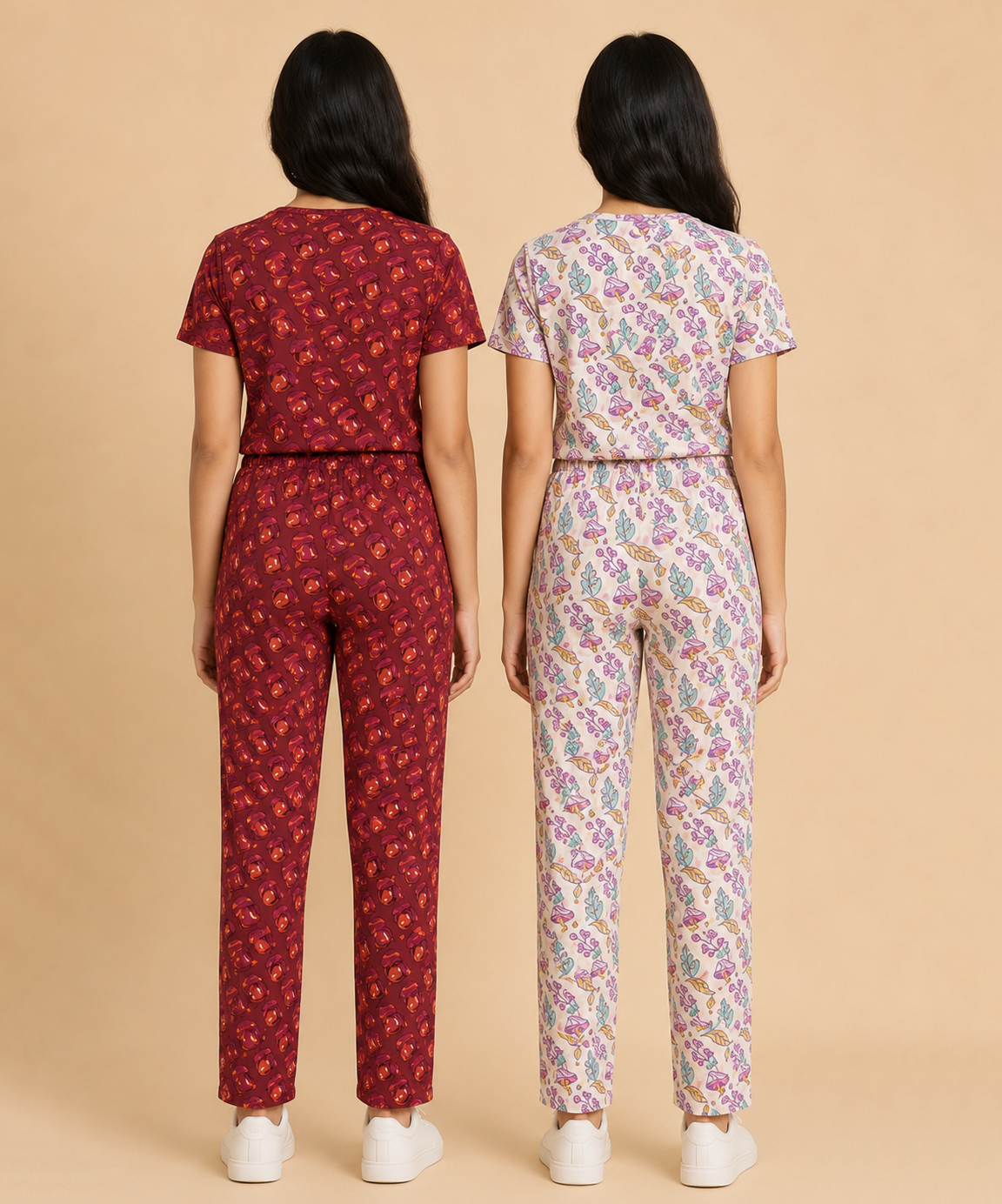 Girls Cotton All-Over Printed T-Shirt & Full-Length Pant Night Suit | Age - 9 to 15 Years | Pack of 2 Sets