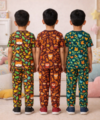 Boys Cotton Cartoon Printed Kids Co-ord Set Combo | Age 0 to 5 Years | T-shirt & Track pant (Combo Set Pack of 3)