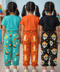 Pure Cotton Pajama Pant for Casual wear for Girl Kids Age 0 To 6 Years (Pack of 3)