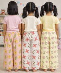 Printed Palazzo Pant | Casual Night wear for Girl Kids Age 4 To 10 Years (Pack of 3)