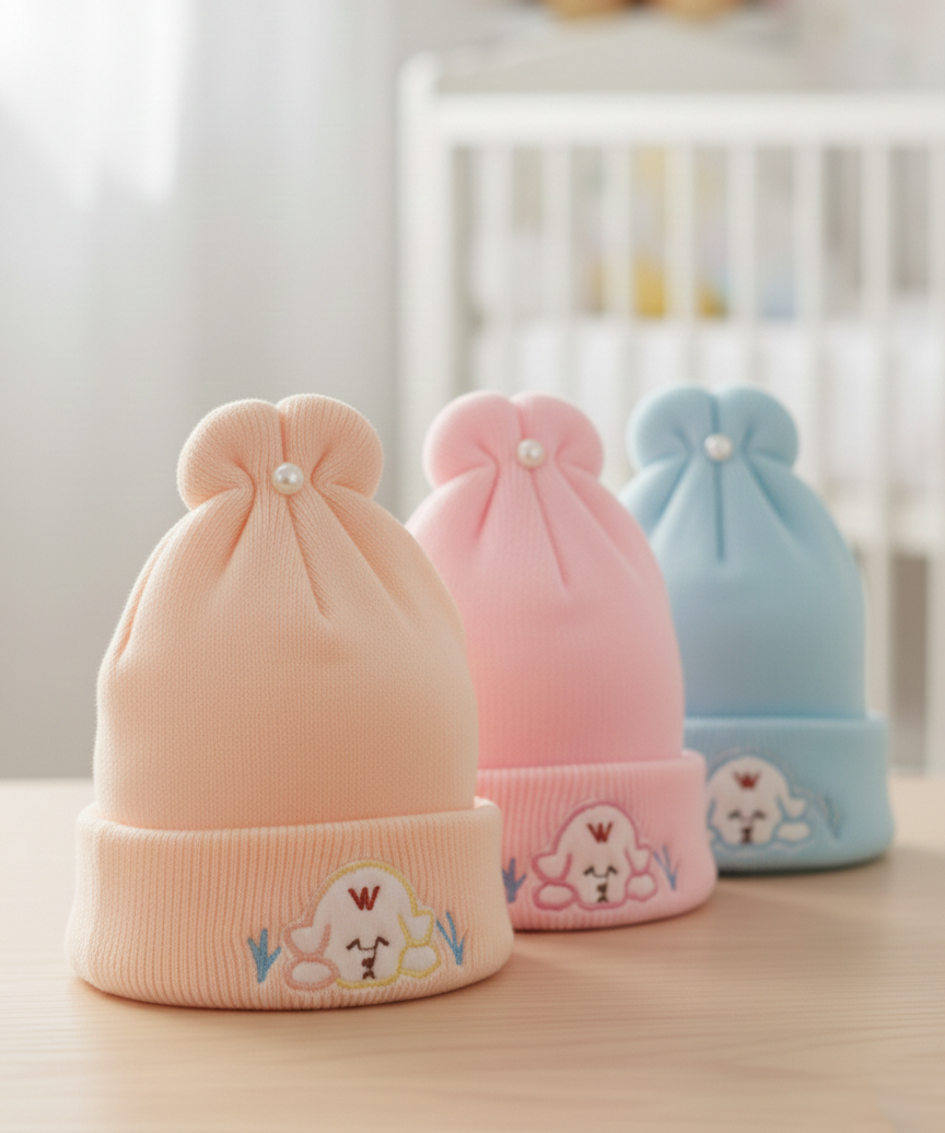 Premium Soft Cotton Baby Beanie Cap for Babies and Kids | Imported Woolen Fabric