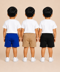 Pure Cotton Plain Shorts for Boys Kid with Elastic Age 3 Months to 4 Years (Pack of 3)