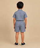 Polyester Checked Shirt and Shorts Set for Boy Kids Casual Wear Half Sleeve Co-Ord Set with Elastic Waist Shorts | Age 6 to 7 Years