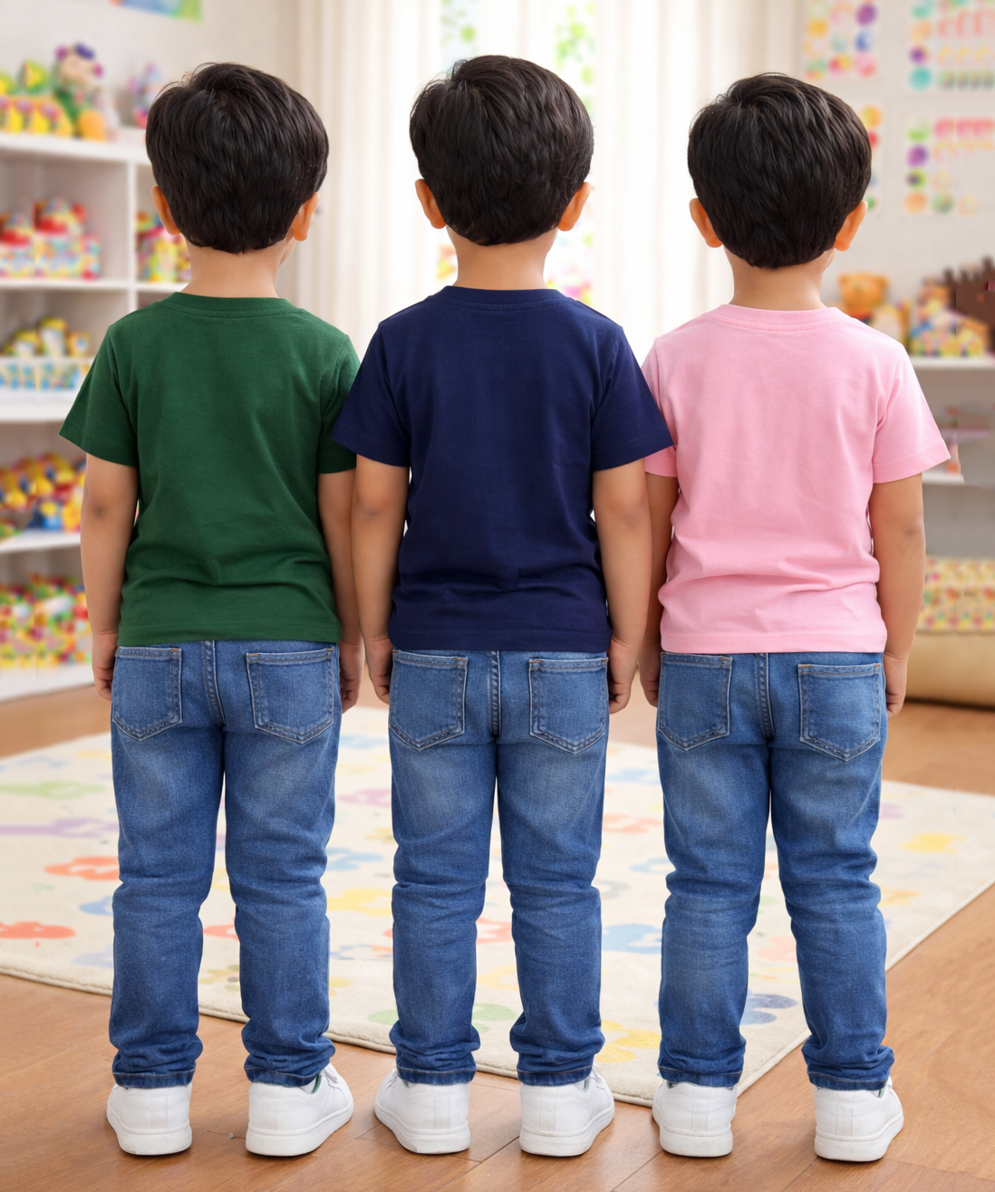 Kids Cotton Boys Tshirt Plain Multi Color | Age 0 to 6 Years (Pack of 3 Pieces)