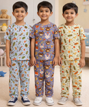 Boys Cotton Cartoon Printed Kids Co-ord Set Combo | Age 0 to 5 Years | T-shirt & Track pant (Combo Set Pack of 3)