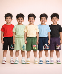 Boy Kid Cotton Printed Shorts | Random Cartoon Printed | Age 1 to 6 Years (Pack of 5 Pieces)