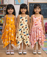 Fish Frock Floral Printed | Casual wear for Girl Kids Age 2 To 7 Years (Pack of 3)