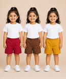 Pure Cotton Plain Shorts for Girls Kid with Elastic Age 3 Months to 4 Years (Pack of 3)