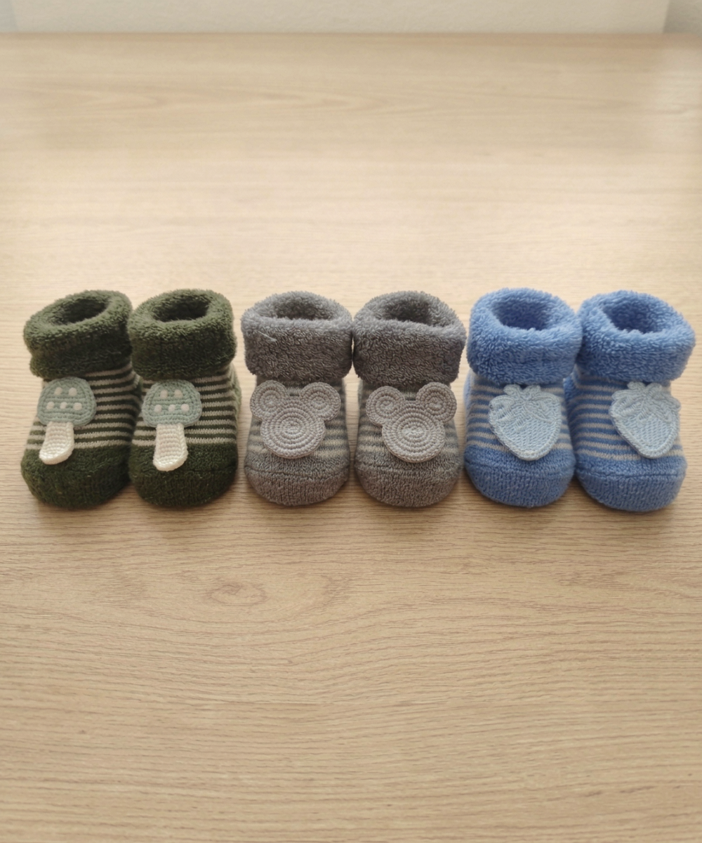 Soft Cotton Baby Booties | 0 to 12 Months | Pack of 3 Pairs Set