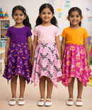 Cotton Fish Midi Floral Printed Skirt | Casual wear for Girl Kids Age 2 To 9 Years (Pack of 3)