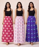 Rayon Floral Printed Skirt for Women Casual & Party Wear | Combo (Pack of 3)