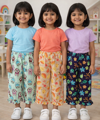 Pure Cotton Pajama Pant for Casual wear for Girl Kids Age 0 To 6 Years (Pack of 3)