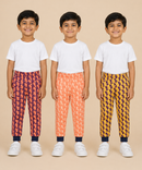 Kids Printed Cotton Track Pants for Boys | Soft Elastic Waist Full Length Joggers | Age 6 Months-5 Years | Pack of 3 Pieces