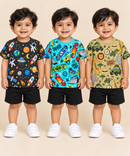 Baby Boys All Over Printed Cotton T-Shirt Multi Colour | Age 0 to 36 Months (Pack of 3 Pieces)