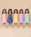 Girls 100% Cotton All Over Printed 2 To 5 Years Gown Dress/Frock Dress (Pack of 5)