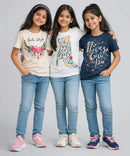 Girls Printed Casual Round Neck T-shirt (Pack of 3 Pieces)