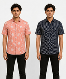Men's Printed Casual Half Sleeve Shirt | Size - L,XL,2XL | Regular Fit Summer Resort Shirts for Men | Pack Of 2 Piece Combo