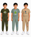 Boys Graphic Printed T-Shirt & Typography Track Pant Co-Ord Set | Age 2-5 Years | Pack Of 3 Set