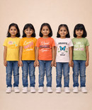 Cotton Half Sleeve Girls T-shirt Front Printed Multi Color | Age 2 to 7 Years (Pack of 5 Pieces)