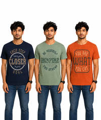 Men's Half Sleeve Printed Round Neck T-Shirt Combo (Pack of 3)