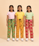 Girls Cotton Printed Track Pants (Pack of 3) | Nightwear & Casual | 6–9 Years