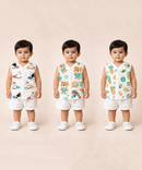 Baby Boys Sleeveless Muslin Cotton Printed Jebla Vest | 3–6 Months (Pack of 3)