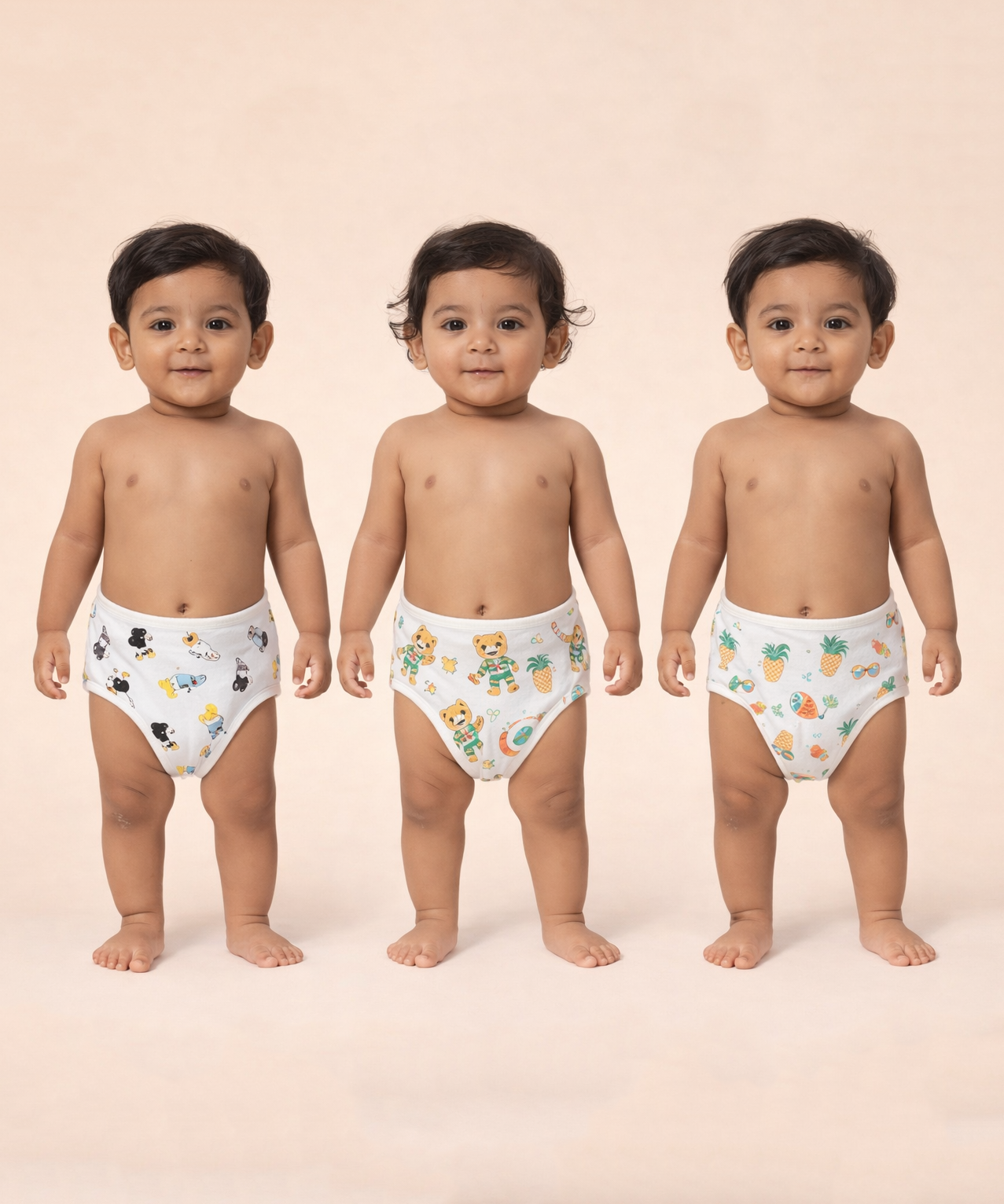 Baby Printed Cotton Nappy/Langot | Soft Muslin Fabric | 0–6 Months (Pack of 3 Pieces)