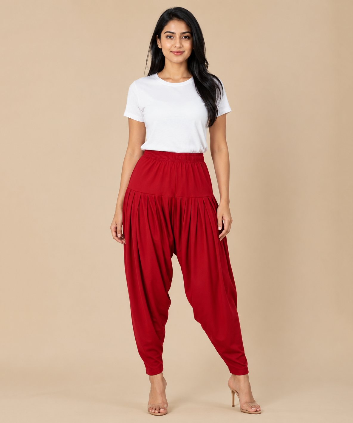 Women's Solid Red Color Patiala Pant | Size L, XL, 2XL, 3XL | Comfortable Ethnic Salwar Bottom for Daily Wear