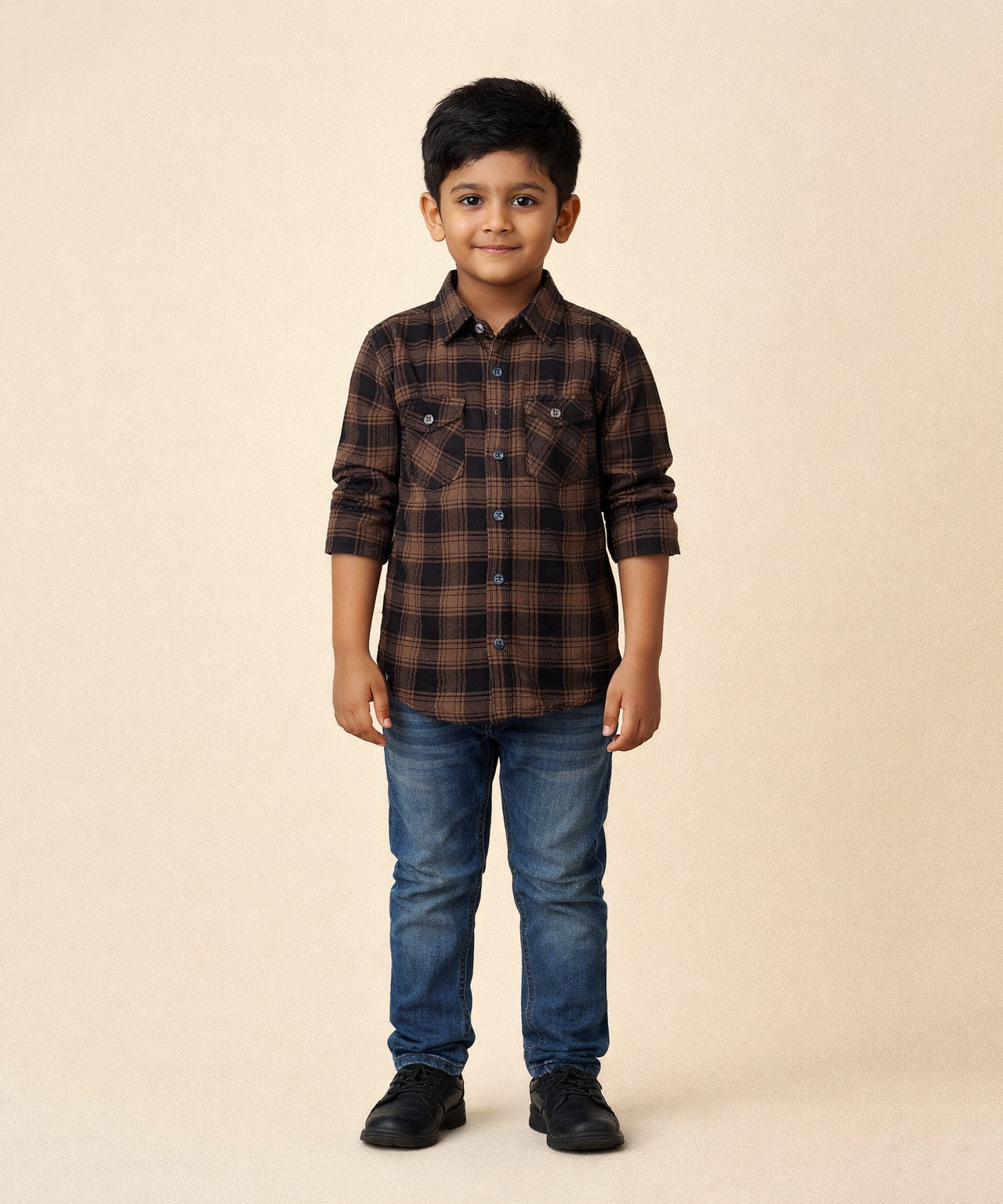 Kids Checked Cotton Shirt | Full Sleeve Casual Wear | Age 3–13 Years