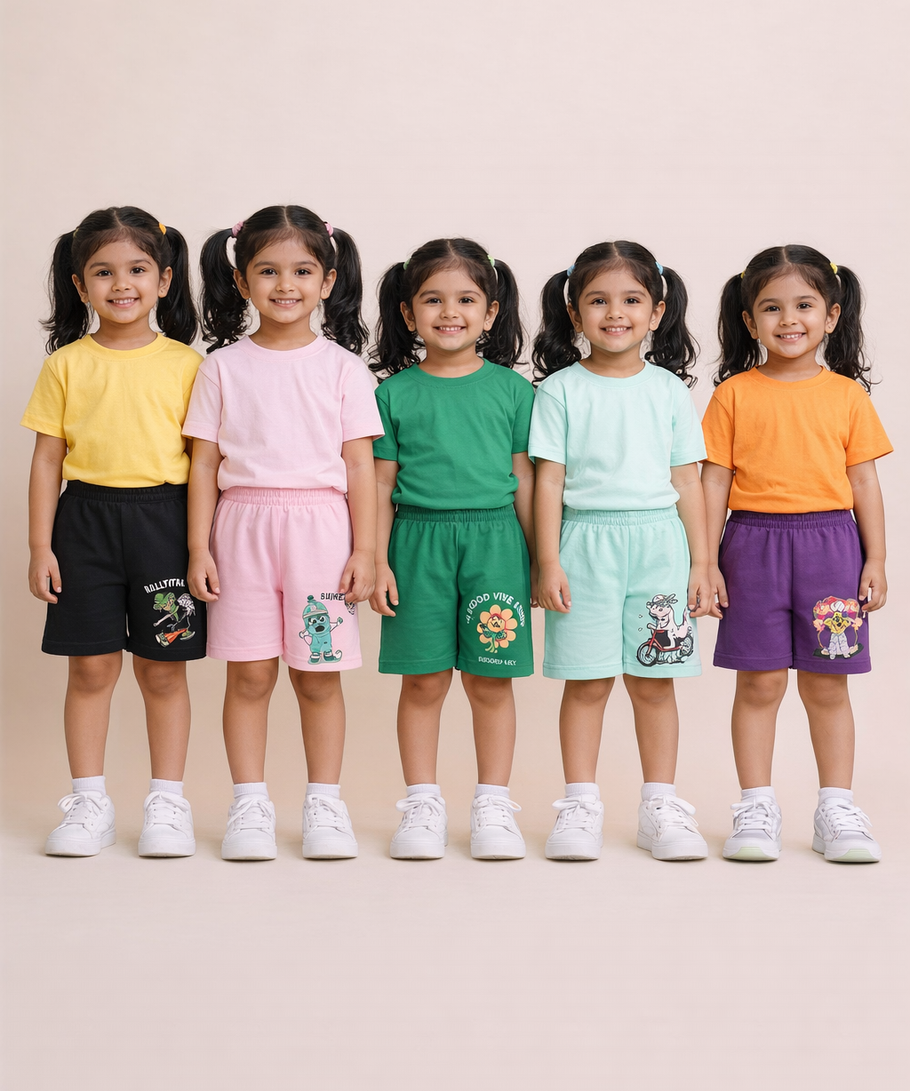 Girl Kid Cotton Printed Shorts | Random Cartoon Printed | Age 1 to 6 Years (Pack of 5 Pieces)