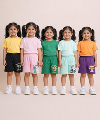 Girl Kid Cotton Printed Shorts | Random Cartoon Printed | Age 1 to 6 Years (Pack of 5 Pieces)